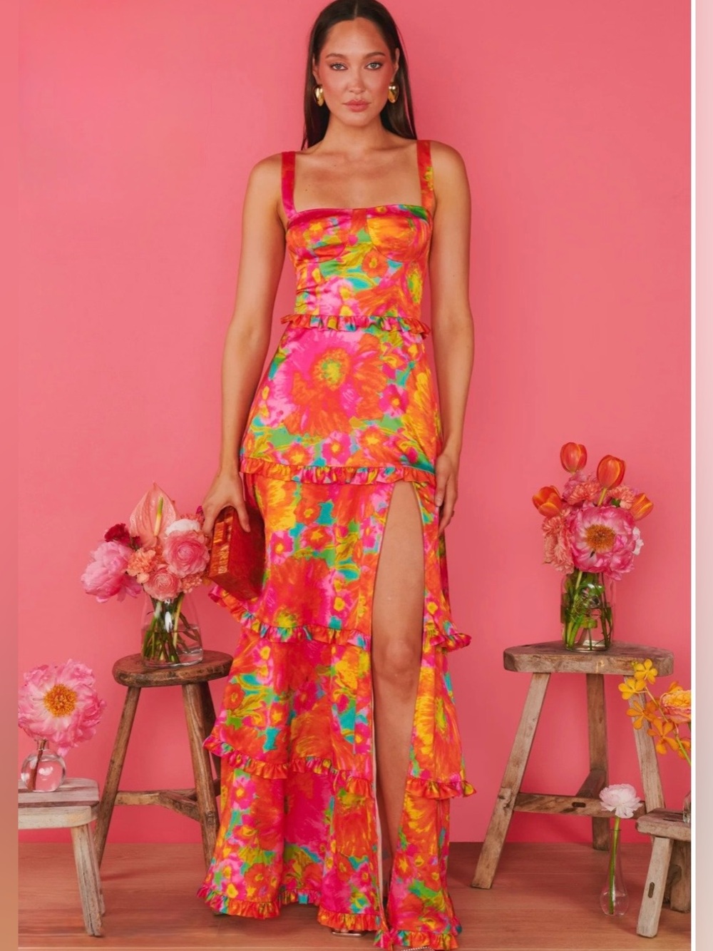 Show Me Your MuMu Lady Corset Maxi Dress Sz L - Picture 3 of 9